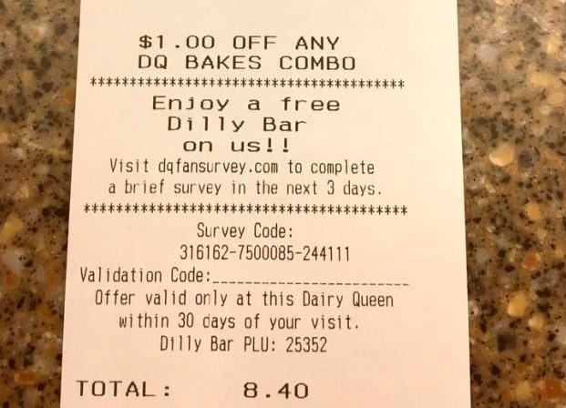 Where is the DQFanFeedback Survey Code on my Receipt